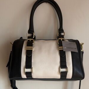 Liz Claiborne Black and Cream Satchel